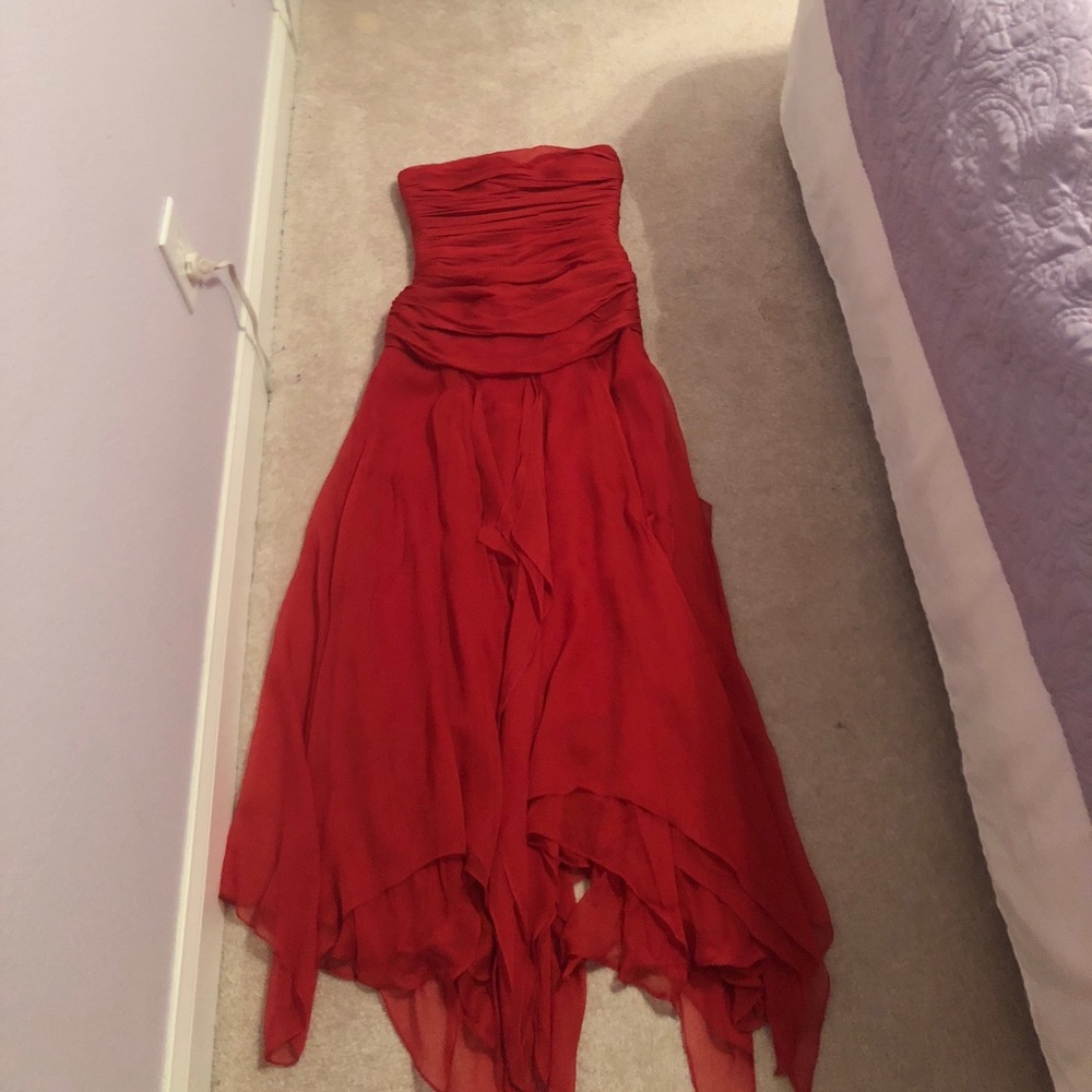 Bcbg red strapless gown